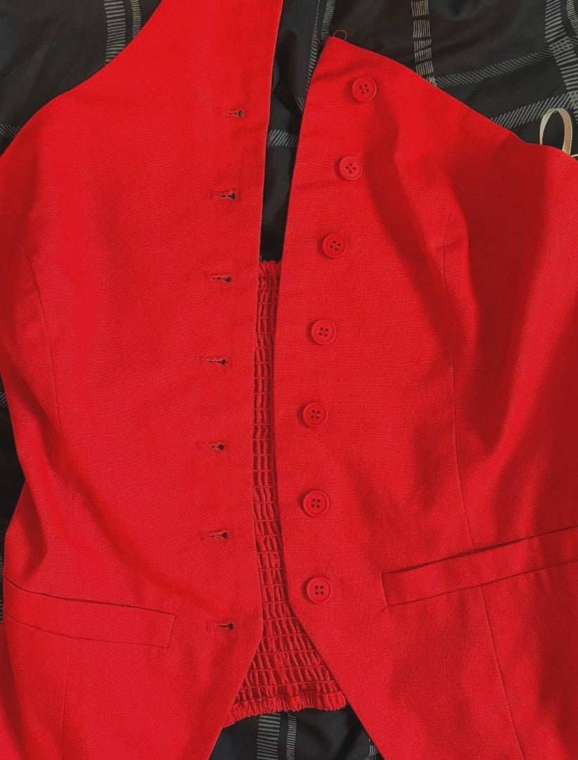 Commense Red Linen Blend Halter Vest NWT Top, S