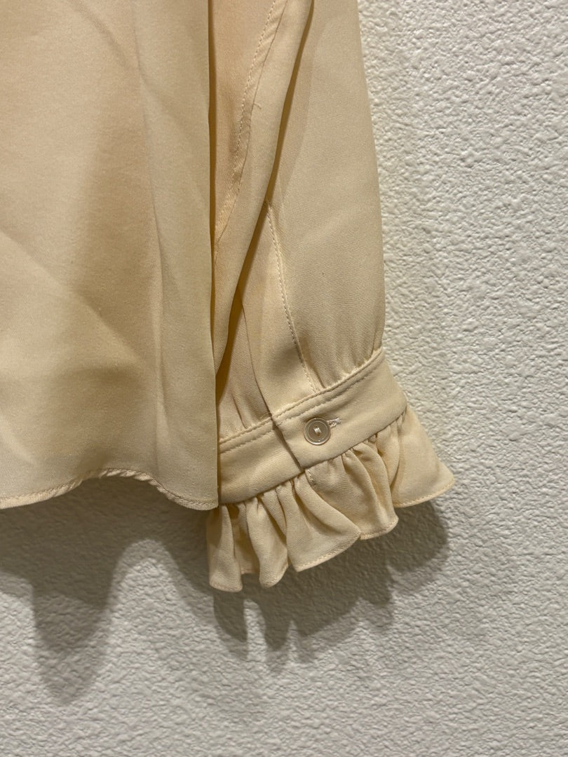 Nili Lotan Cream Ruffle Silk Blouse, M