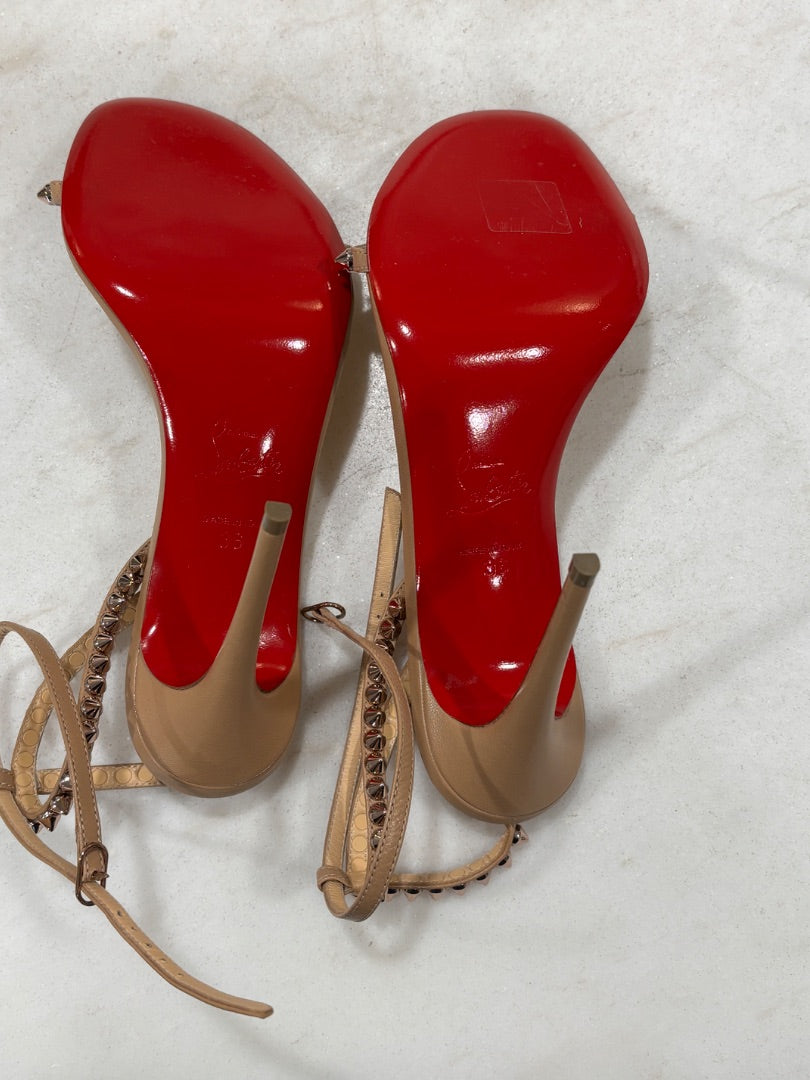 Christian Louboutin Beige "So Me" 100 mm Spike Kid Leather Sandals, 36
