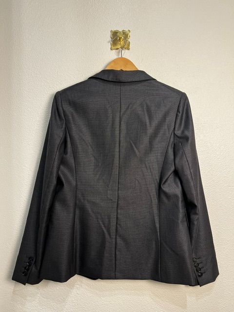 MaxMara Dark Gray Wool Silk Blend Tailored Blazer, IT 38 (US 8)