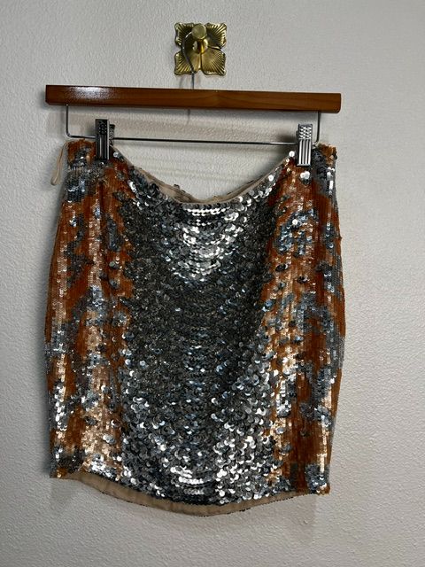 Haute Hippie Silver Pink Sequin Embellished Mini Skirt, XS
