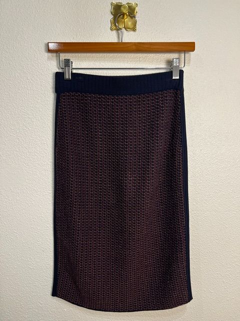 Weekend MaxMara Mauve Navy Elastic Waist Knit Fabric Skirt, XS