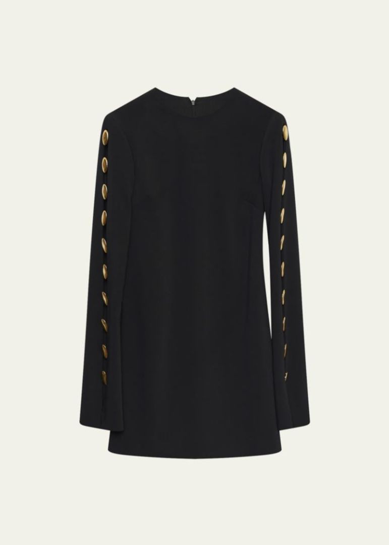 Simkhai Black Joisian Embellished-Sleeve Crepe Mini Dress, 6