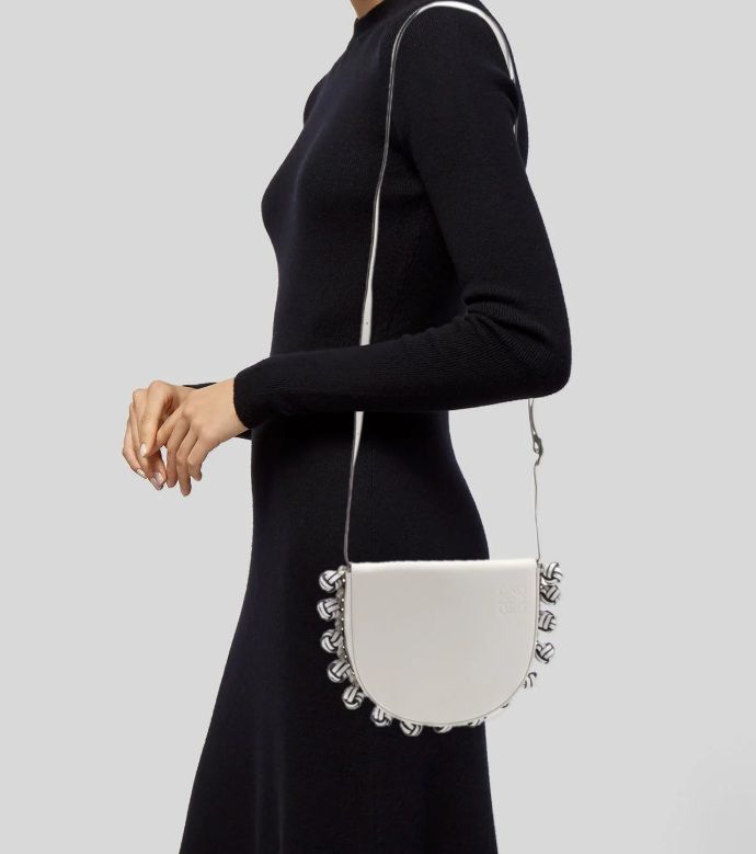 Loewe White Heel Knots Leather Shoulder Bag