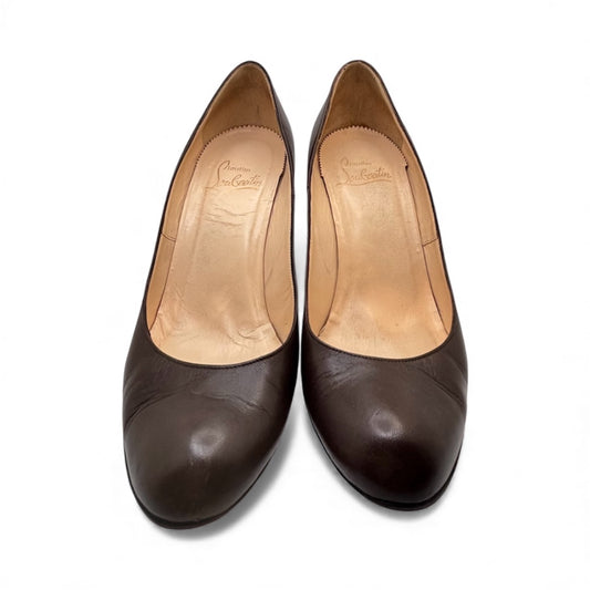 Christian Louboutin Dark Brown Leather Pumps, 38