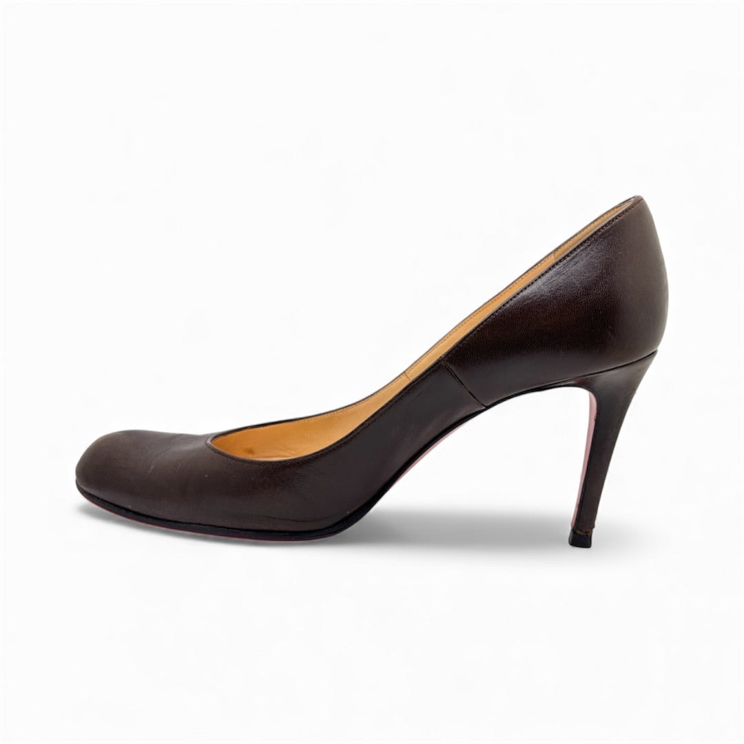 Christian Louboutin Dark Brown Leather Pumps, 38
