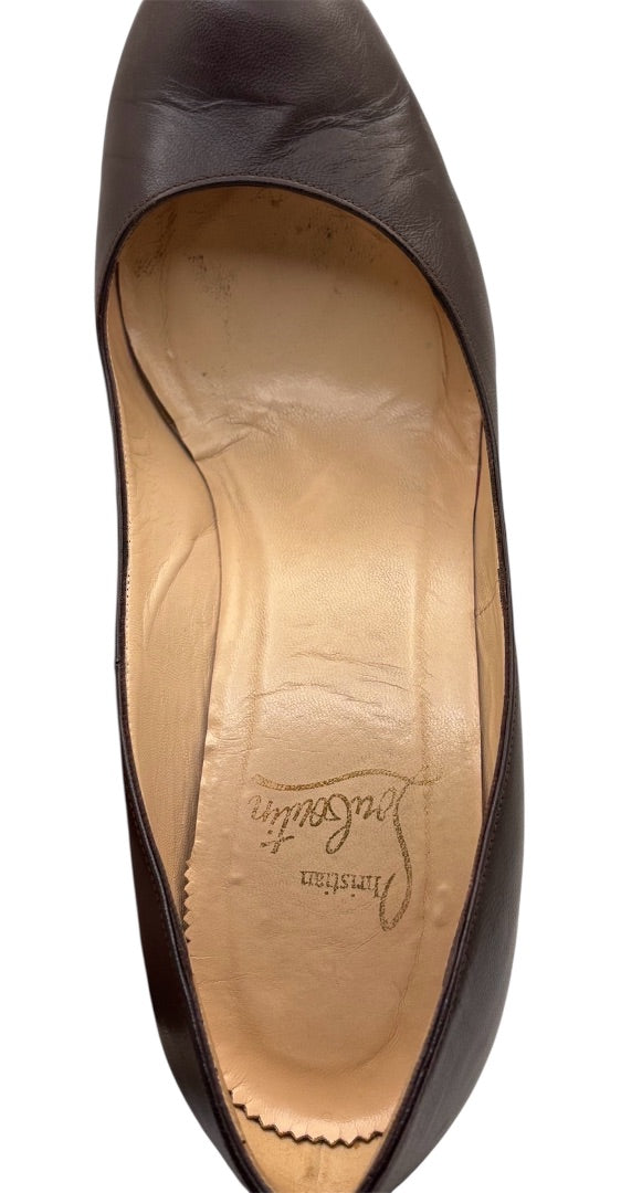 Christian Louboutin Dark Brown Leather Pumps, 38