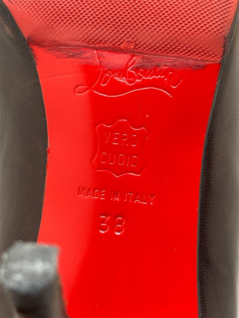 Christian Louboutin Dark Brown Leather Pumps, 38