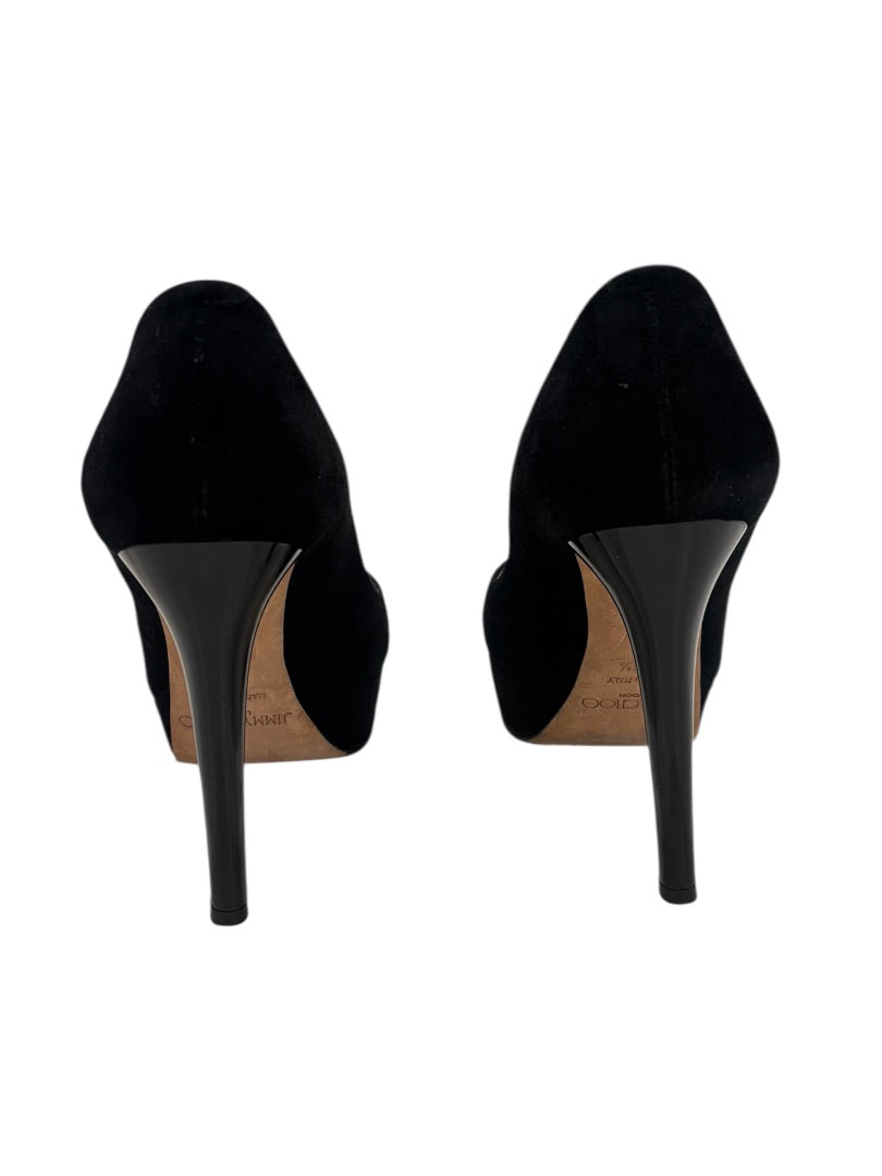Jimmy Choo Black Suede Platform Pumps, 36.5