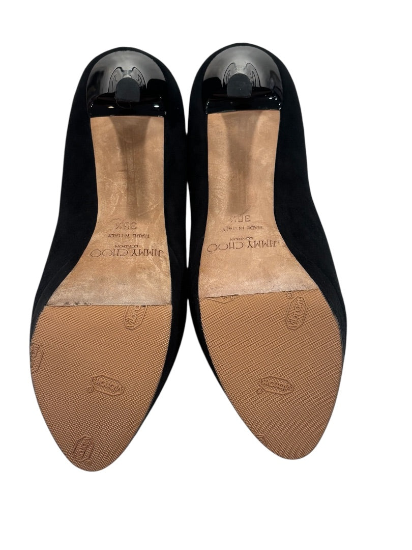 Jimmy Choo Black Suede Platform Pumps, 36.5