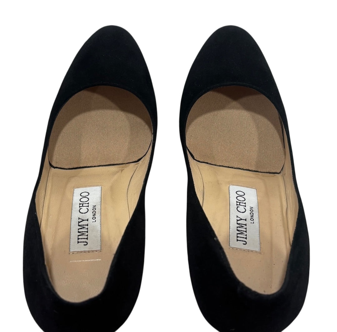 Jimmy Choo Black Suede Platform Pumps, 36.5