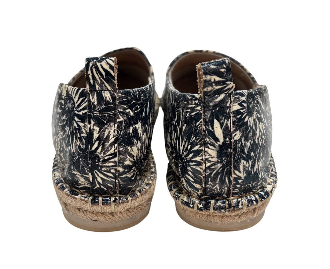 Kelsi Dagger Navy Juniper Floral Leather Slip On Espadrilles, 8.5-9