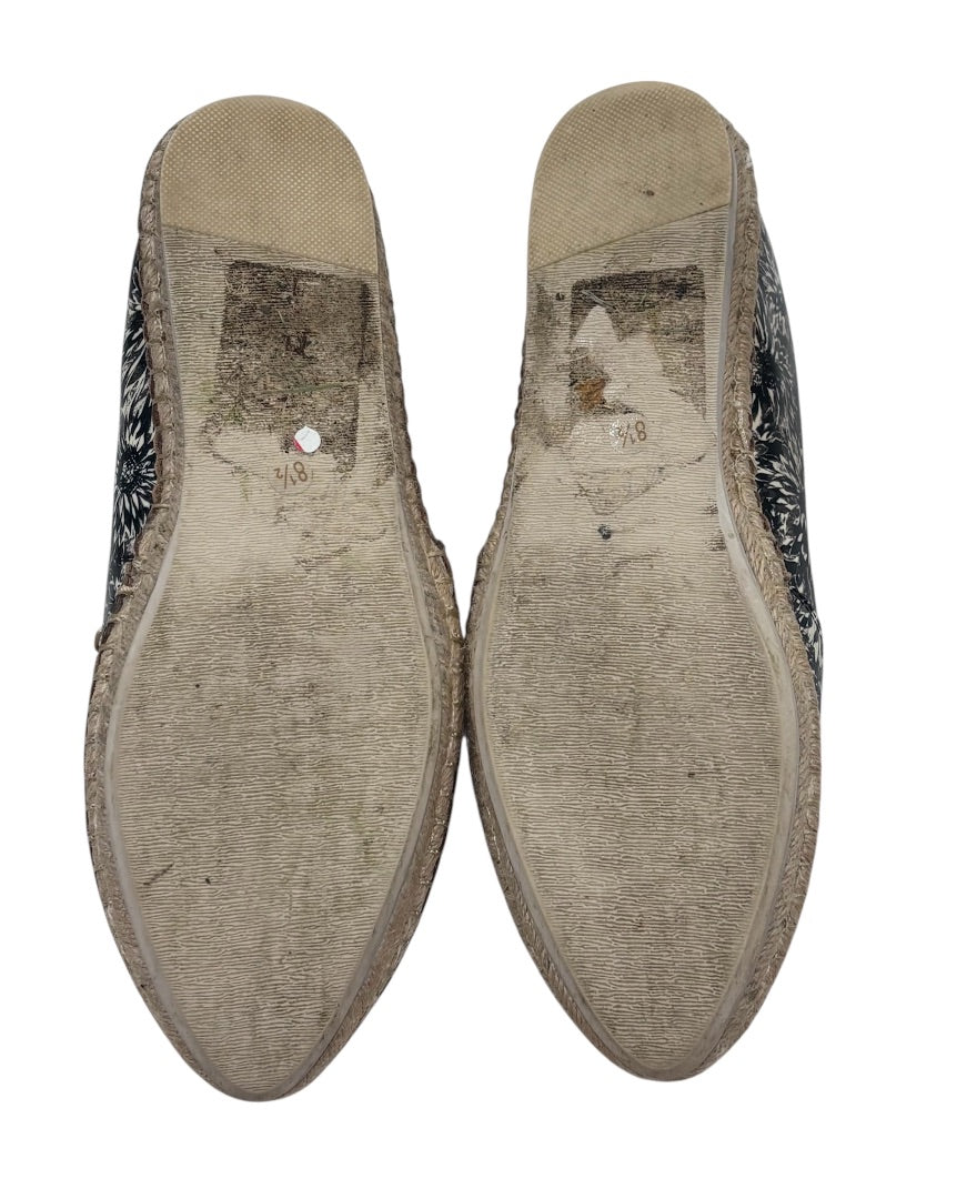 Kelsi Dagger Navy Juniper Floral Leather Slip On Espadrilles, 8.5-9