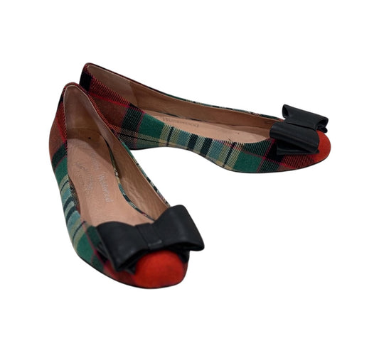 Vivienne Westwood Multi-Color Anglomania Plaid Ribbon Detail Flats, 36