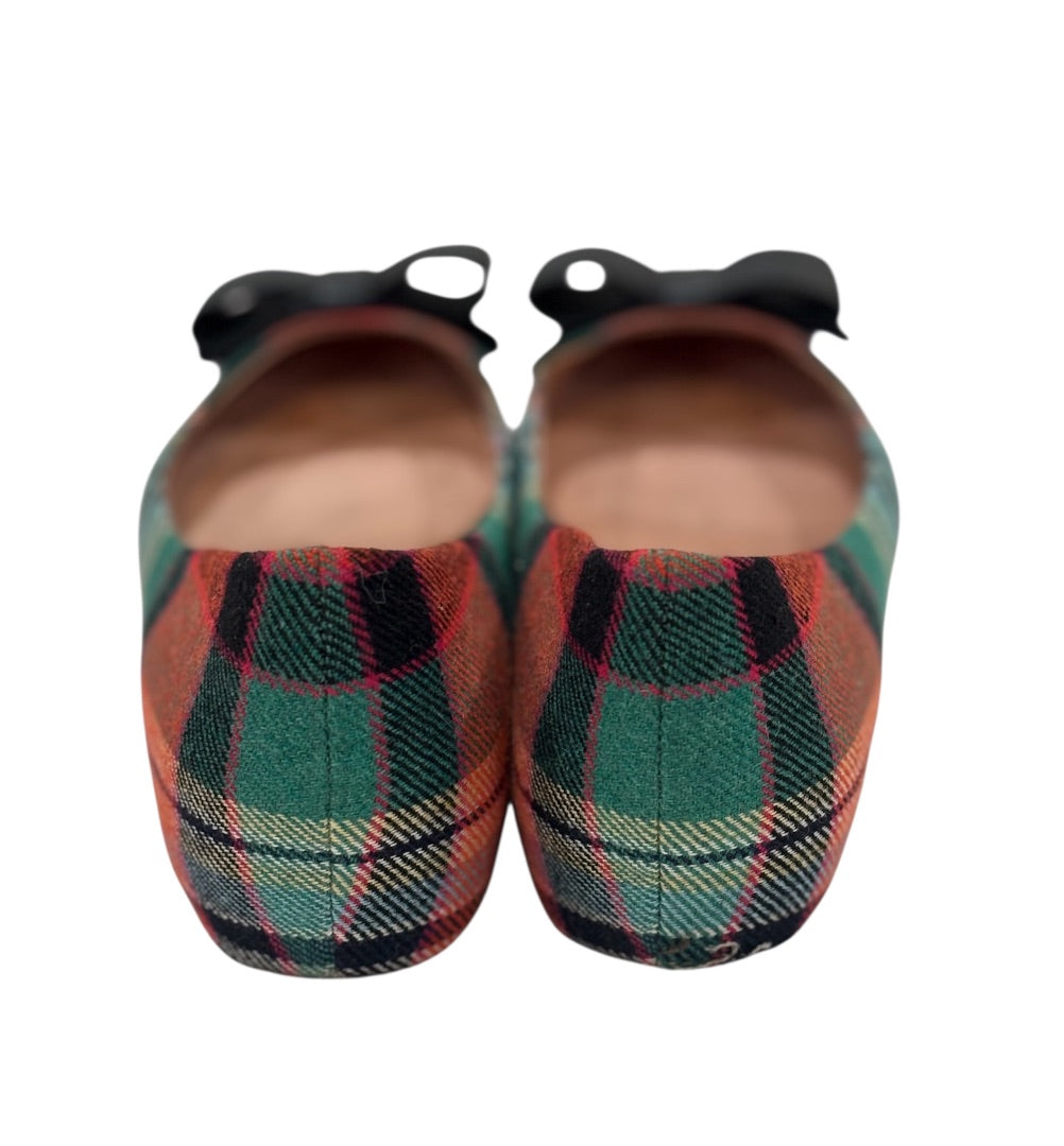 Vivienne Westwood Multi-Color Anglomania Plaid Ribbon Detail Flats, 36