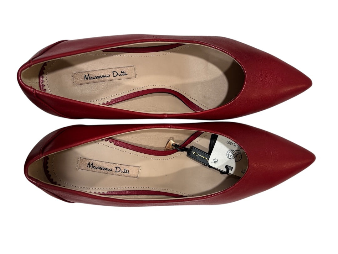 [Box avail] Massimo Dutti Red Leather Stacked NWT Pumps, 36