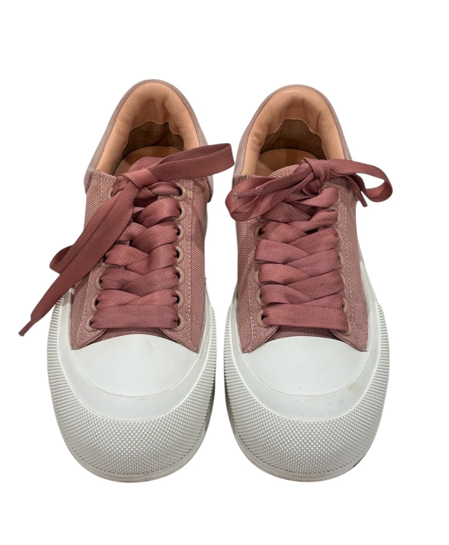 Alexander McQueen Pink DECK Canvas & Leather Lace Up Sneakers, 36