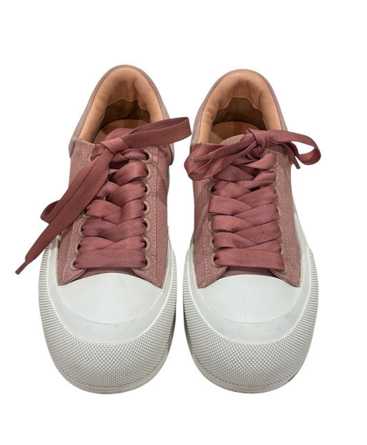 Alexander McQueen Pink DECK Canvas & Leather Lace Up Sneakers, 36