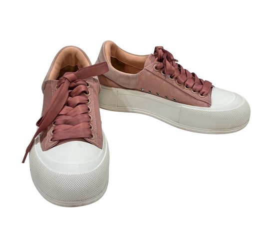 Alexander McQueen Pink DECK Canvas & Leather Lace Up Sneakers, 36