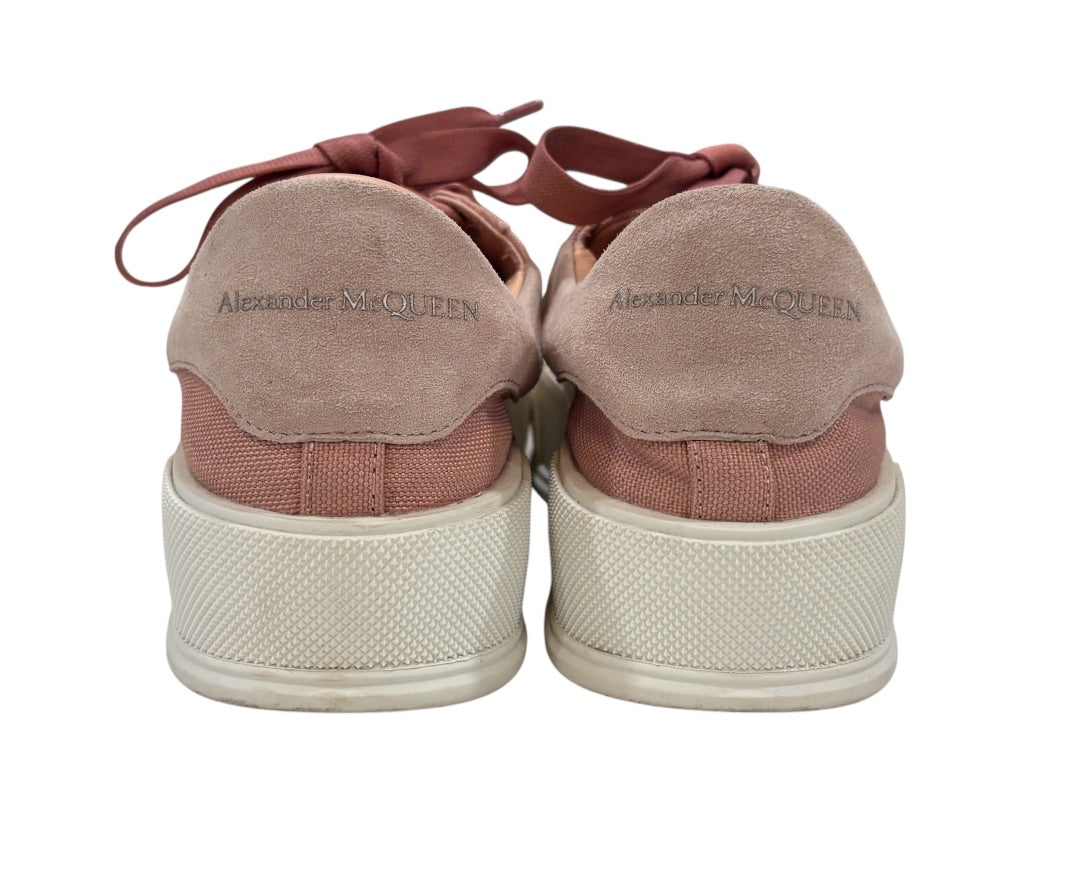 Alexander McQueen Pink DECK Canvas & Leather Lace Up Sneakers, 36