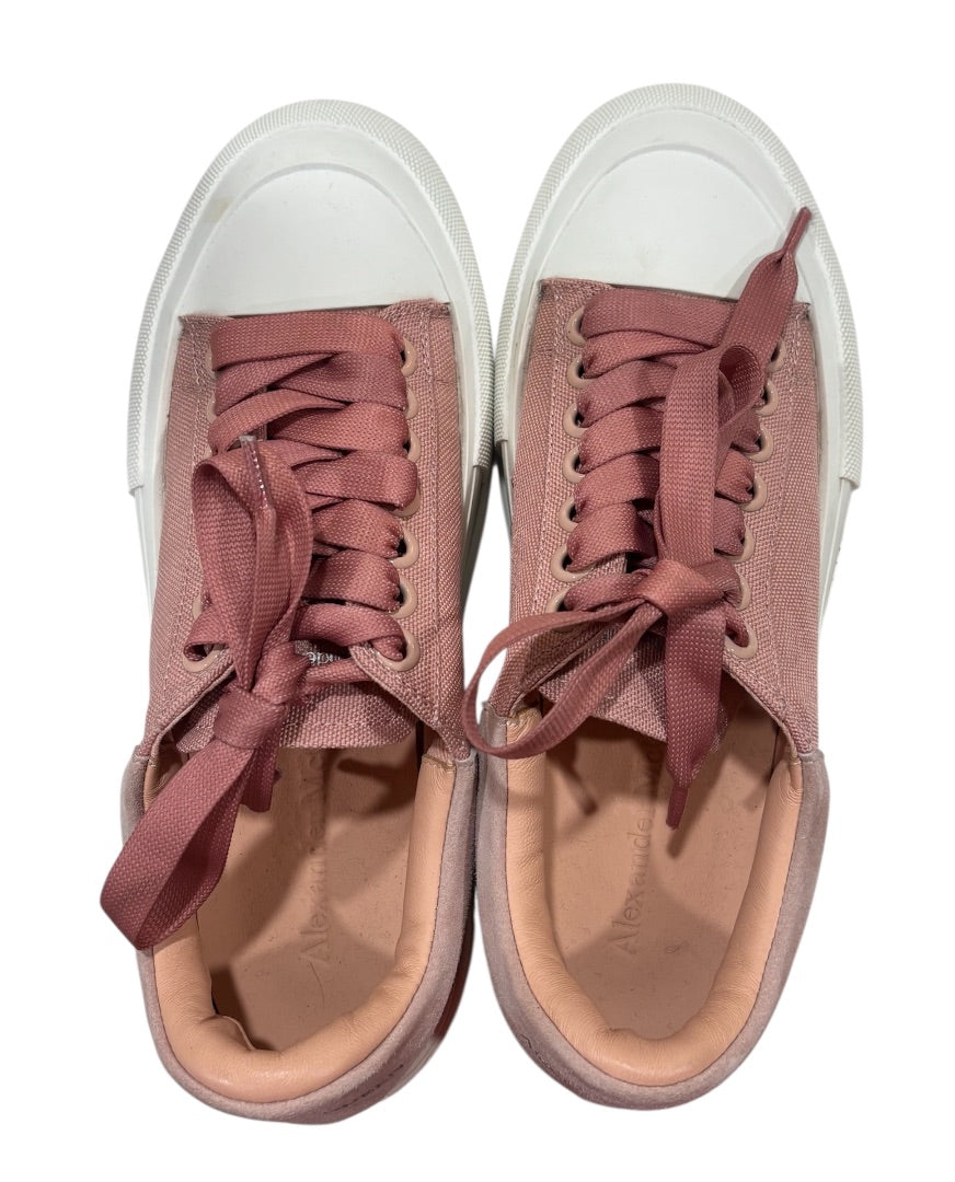 Alexander McQueen Pink DECK Canvas & Leather Lace Up Sneakers, 36