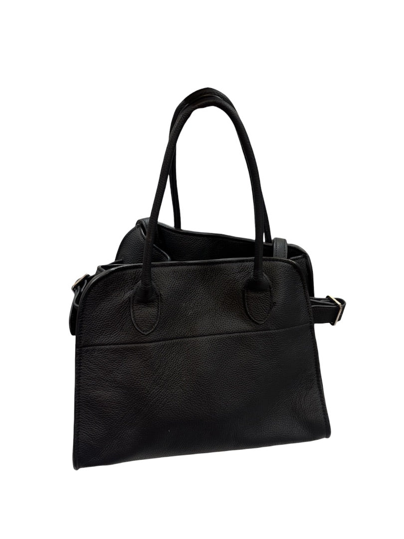 The Row Black Margaux Leather Top Handle Crossbody Bag