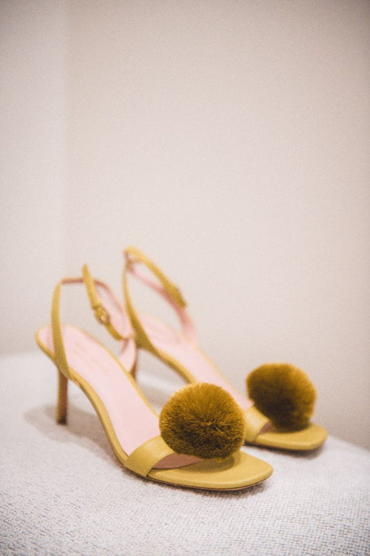 Kate Spade Green Amour Pom Nappa Leather Sandal, 7.5