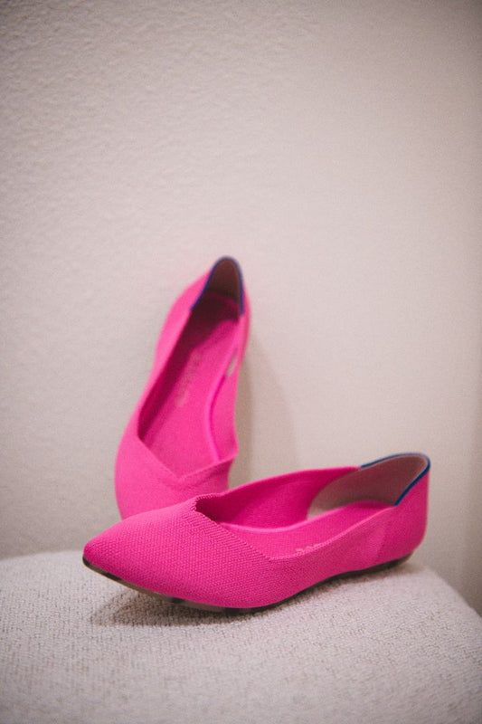 Rothy's Pink Dragon Fruit The Point Knit Flats, 7.5