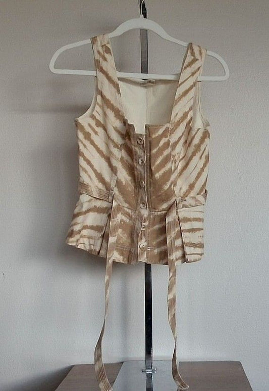 Ulla Johnson Cream Denim Belted Tie-Dyed Cotton-Twill Top, 2