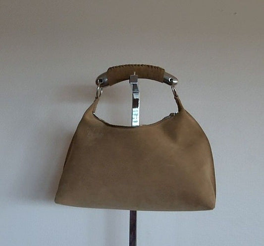 Altuzzara Cognac Suede Athena Handheld Purse