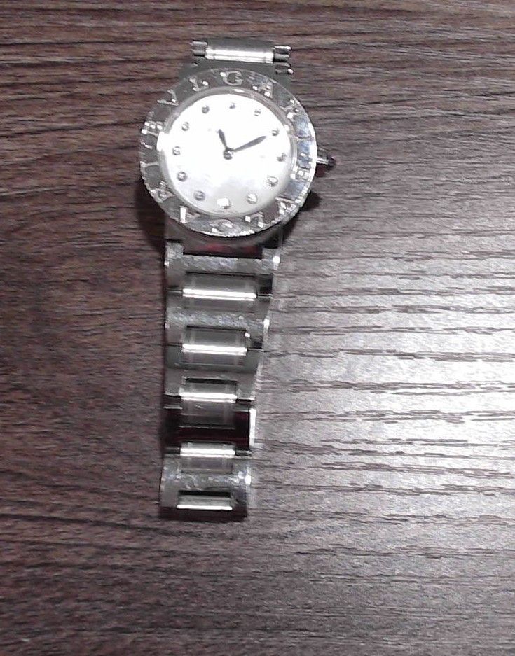 Bulgari Stainless Steel Mother Of Pearl Stainless Steel Diamond Hours Ladies Watch