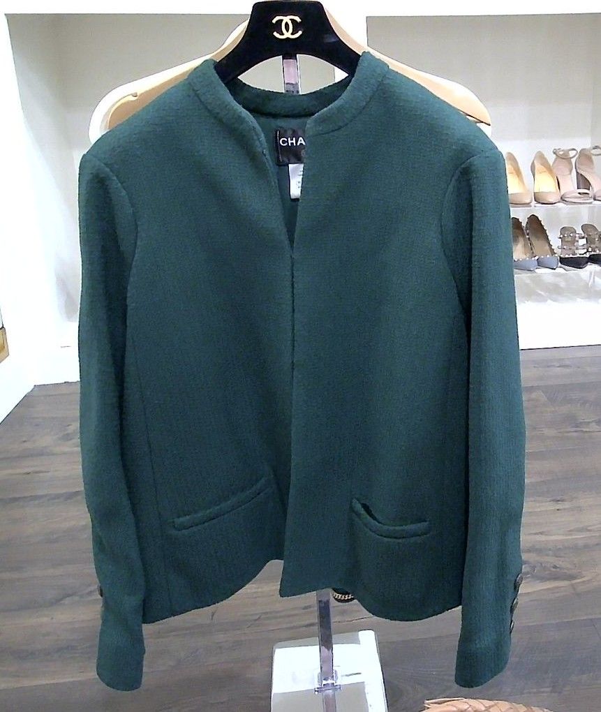 Chanel Emerald Green Paris Salzburg Collection Jacket, 48