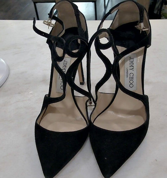 Jimmy Choo Black Suede Lancer 100 Heels, 36.5