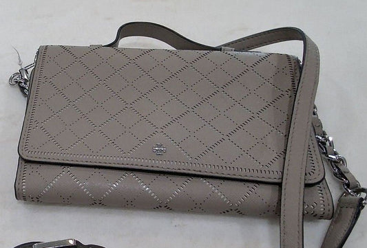 Tory Burch Taupe Robinson Crosshatch Mini Crossbody