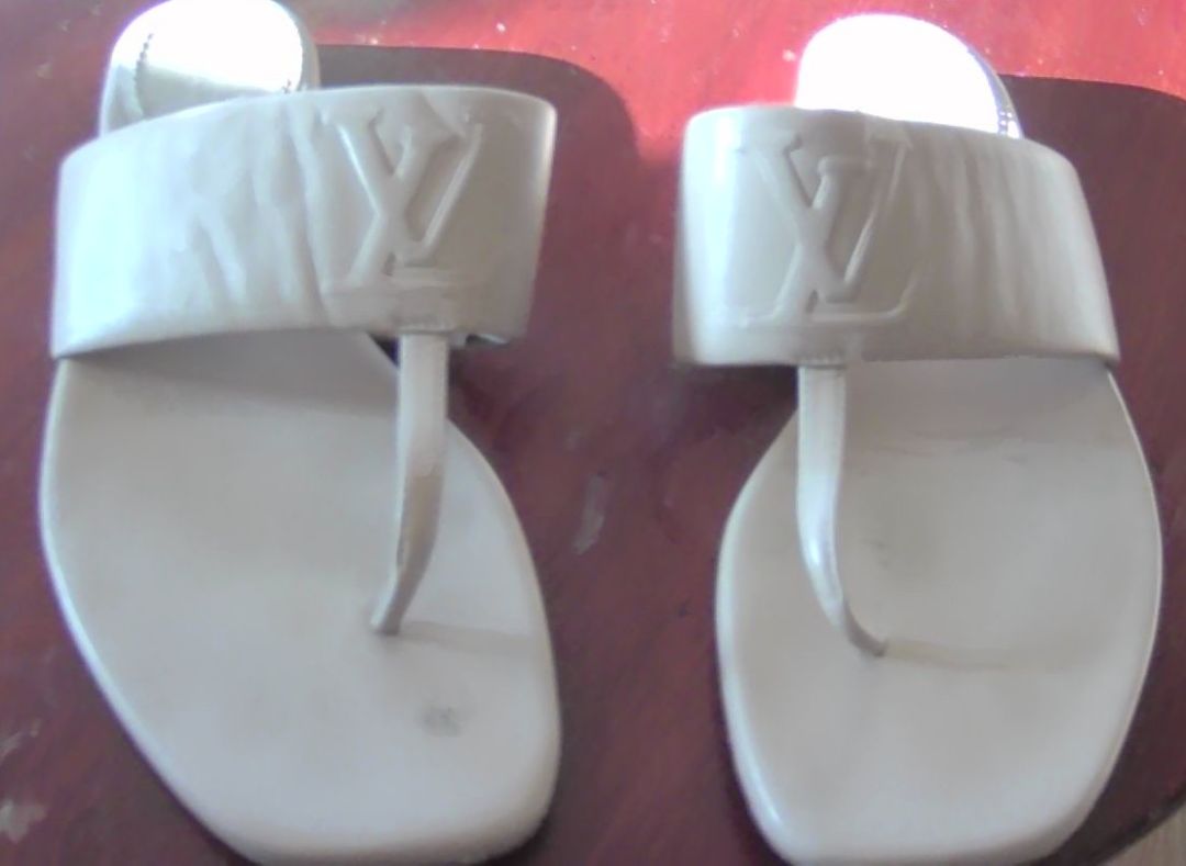 Louis Vuitton Nude Monogram Drapy Sandals, 38