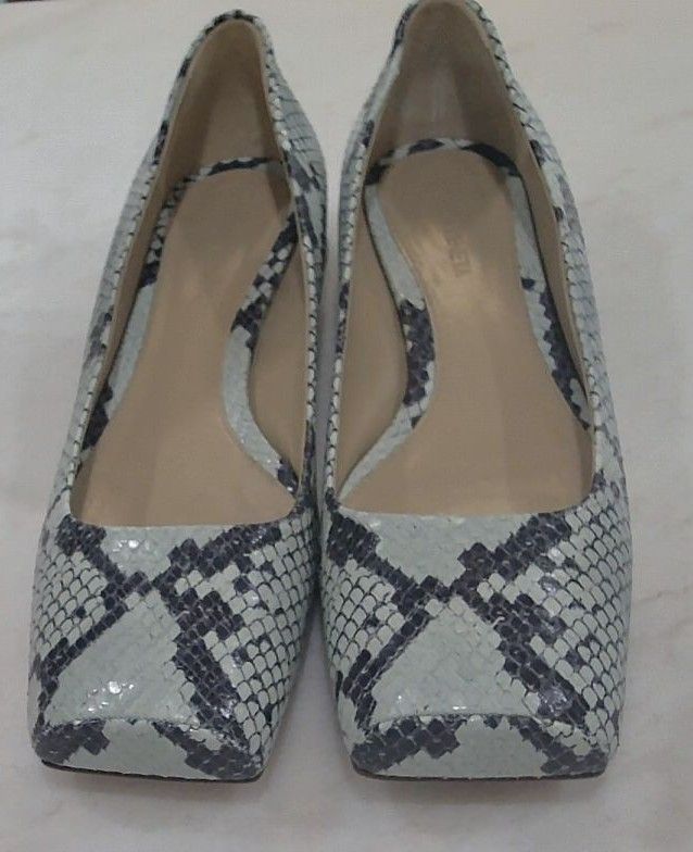 Bottega Veneta Blue Green Tower Python Print Square Toe Ballerina NWOB Flats, 39