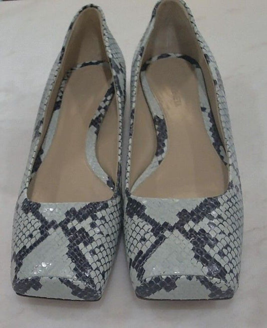 Bottega Veneta Blue Green Tower Python Print Square Toe Ballerina NWOB Flats, 39