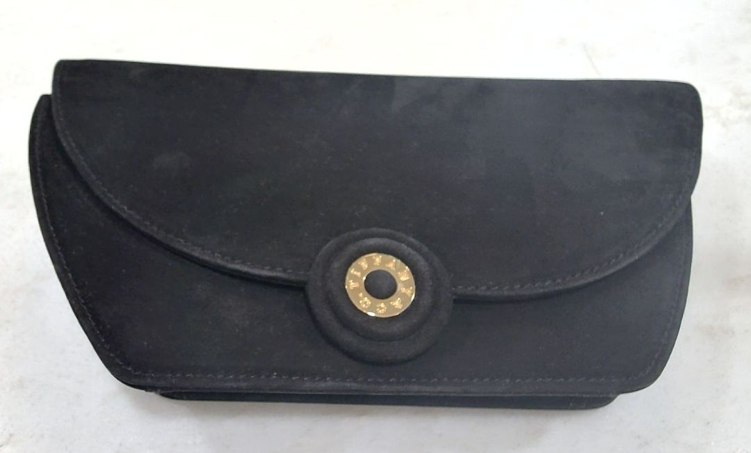 Tiffany & Co Black Suede With Chain Shoulder Bag