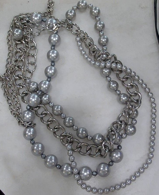 Gabriele Frantzen Silver Multi-Strand Metal Pearl Necklace, XS