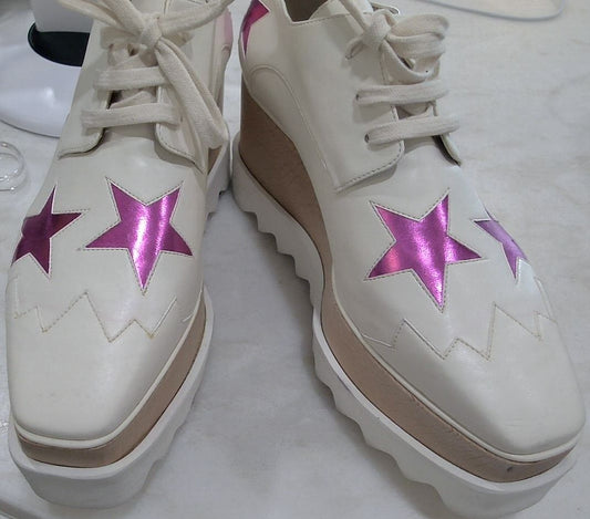 Stella McCartney Ivory Scarpa Pamir Metallic Pink Stars Platform Shoes, 36