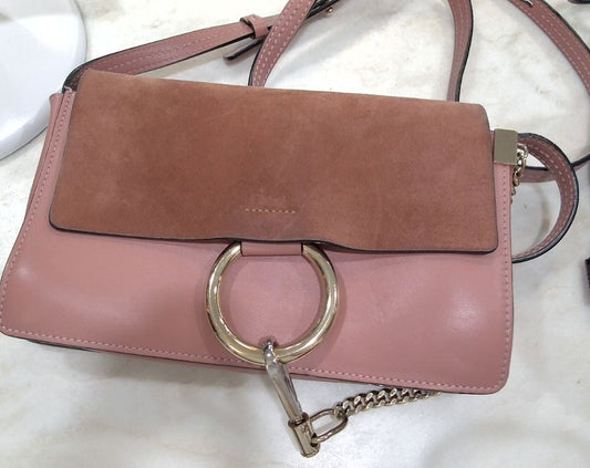 Chloe Pink Faye Leather Crossbody Handbag
