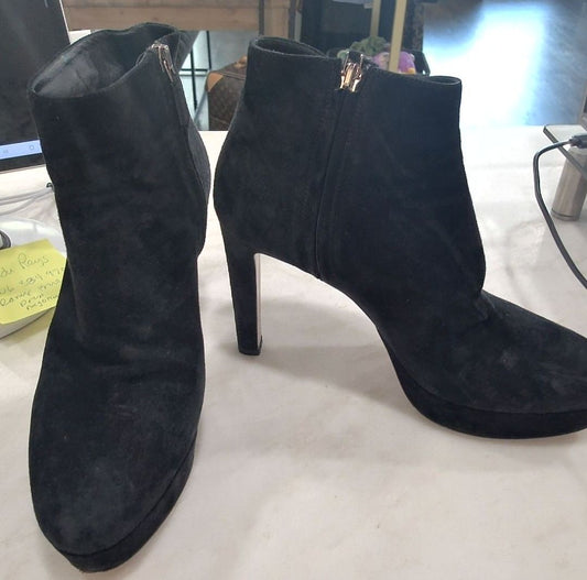 Prada Black Platform Suede Ankle Boots, 39.5