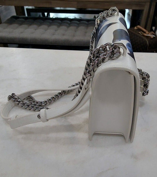 Alexander McQueen White Flower Printed Jewelled Knuckle Satchel Handbag, None