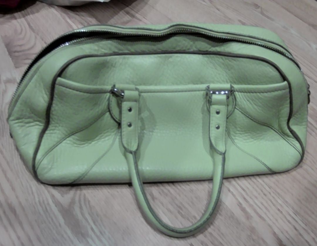 Cole Haan Lime Green Village F04 Leather Satchel Purse