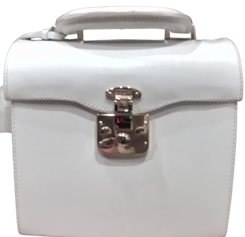 Gucci White Lady Lock Boxy Top Handle Satchel