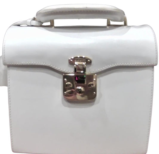 Gucci White Lady Lock Boxy Top Handle Satchel