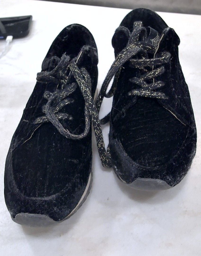 Charlotte Olympia Black Work It Velvet Trainers, 34