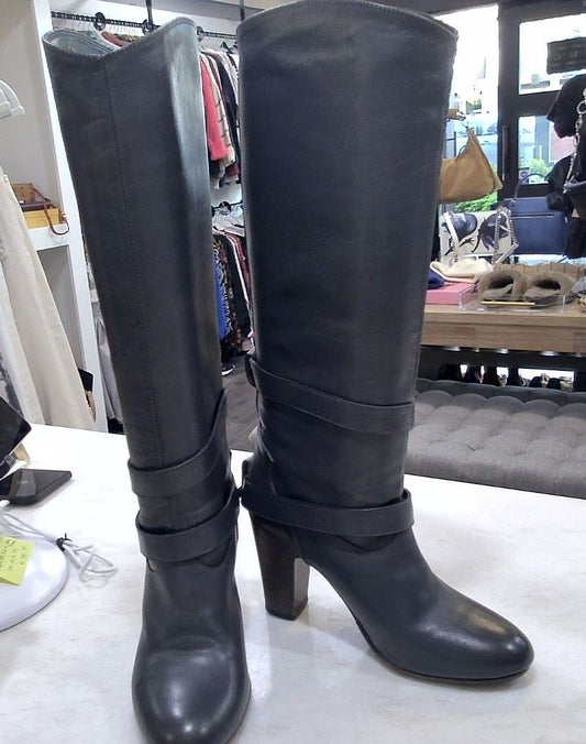 [Box in Back] Yin Dark Gray Ynangel Equestrian Heel Boots, 36.5