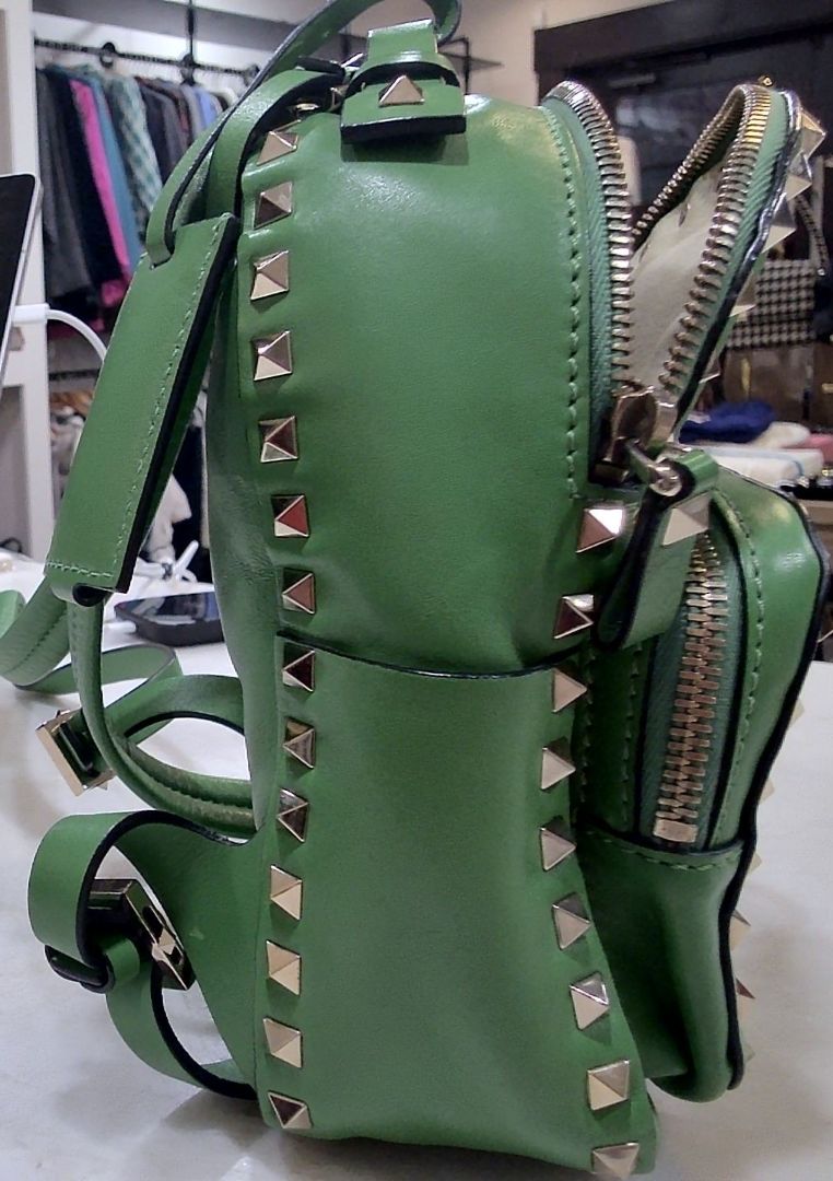 Valentino Green Rockstud Mini Backpack