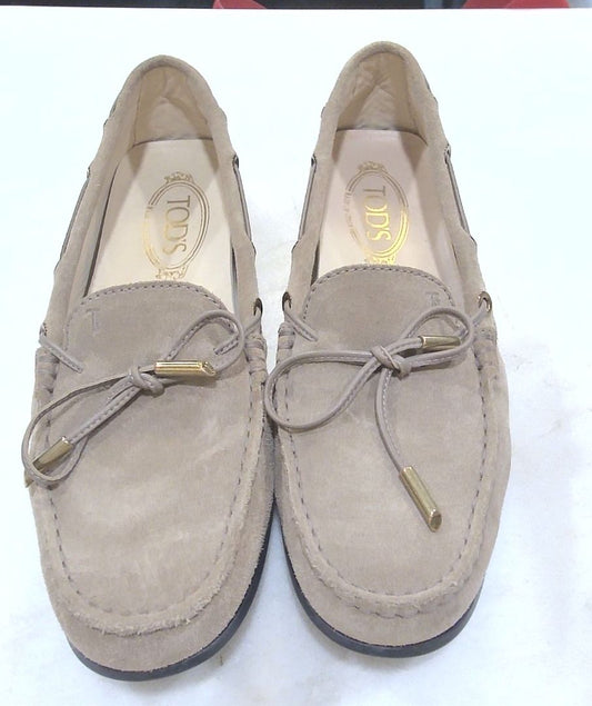 Tod's Tan Suede City Gommino Driving Shoes, 39